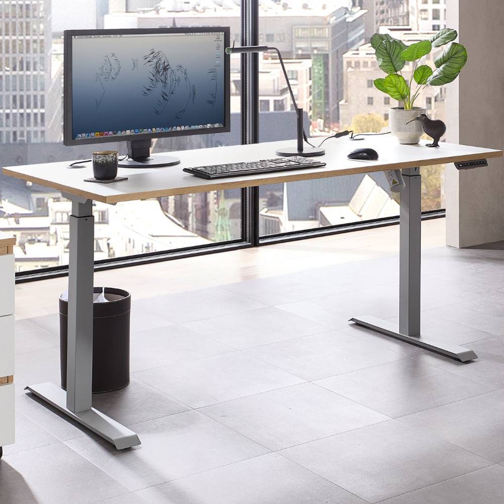 Höhenverstellbarer Schreibtisch Mariocavo mit Kabeldurchlass 185 cm breit