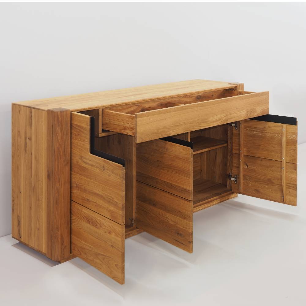 Sideboard Arouca aus Eiche Massivholz mit Griffmulden