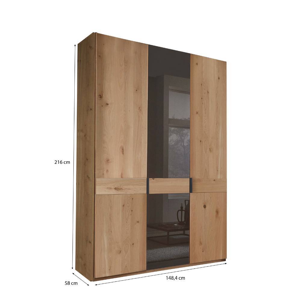 Moderner Kleiderschrank Merkur mit Drehtüren in Eiche Bianco & Dunkelbraun