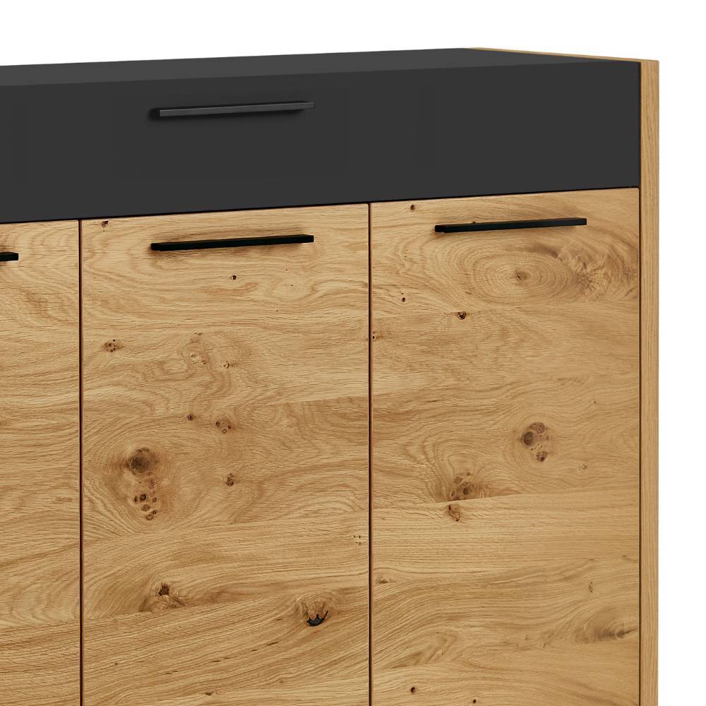 Schuh Schrank Damiette in Balkeneiche und Schwarz matt