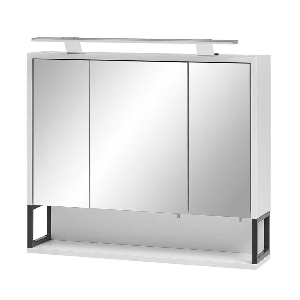 Badezimmer Spiegelschrank Kirnas in Anthrazit und Weiß mit LED Beleuchtung