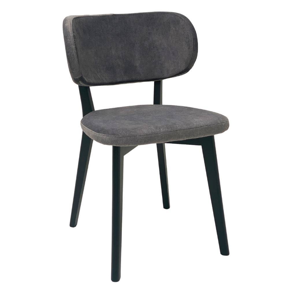 Stuhl Esszimmer Jeys in Grau mit Gestell aus Massivholz (2er Set)