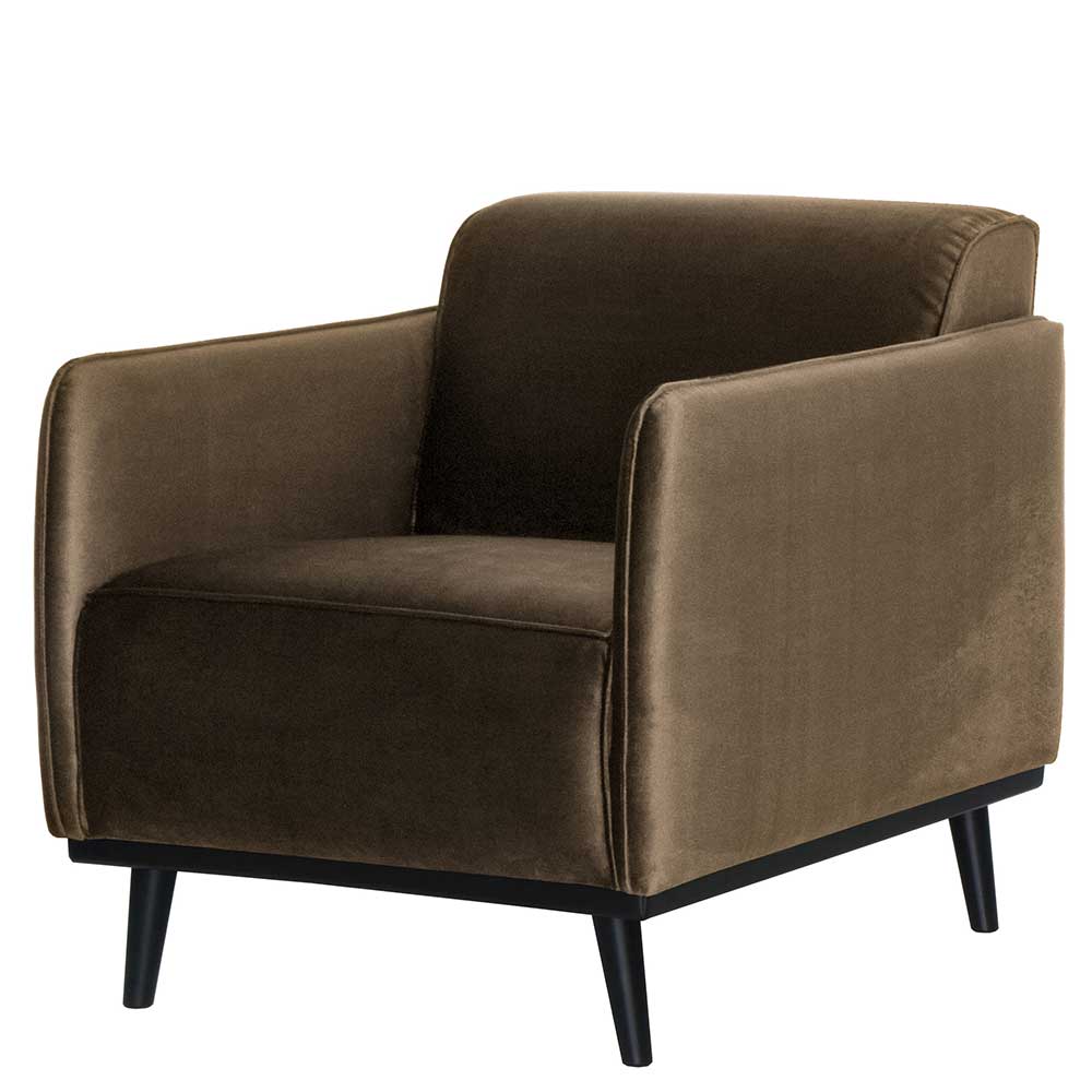 Samt Sessel Cloud in Taupe im Retro Look