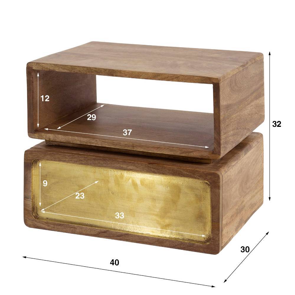 Nachttisch Eifrom aus Mangobaum Massivholz im Industry und Loft Stil