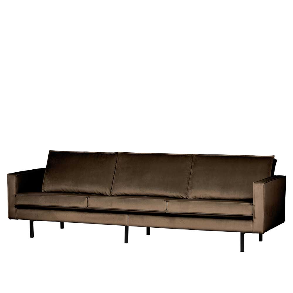 Couch Majero in Taupe Webstoff im Retro Look