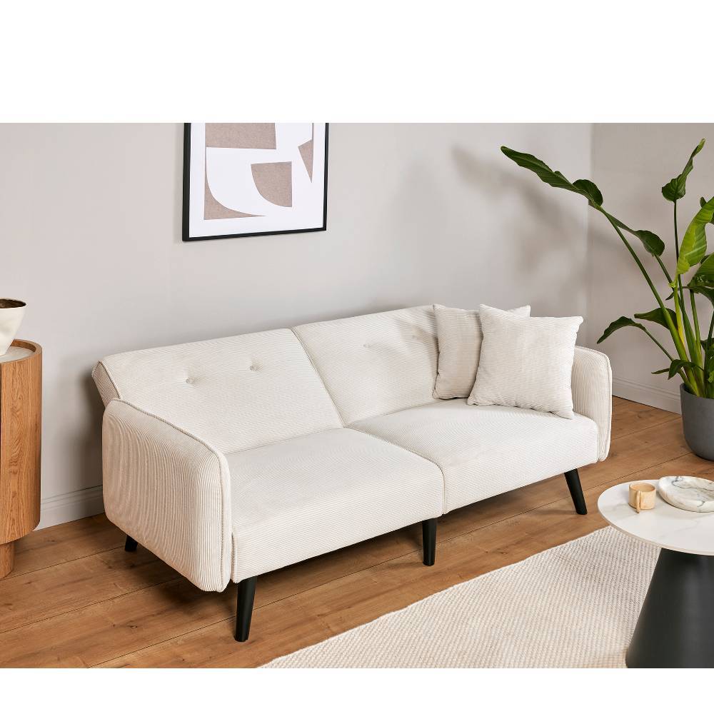 Schlafsofa Segradon in Offwhite mit Rücken Klappmechanik