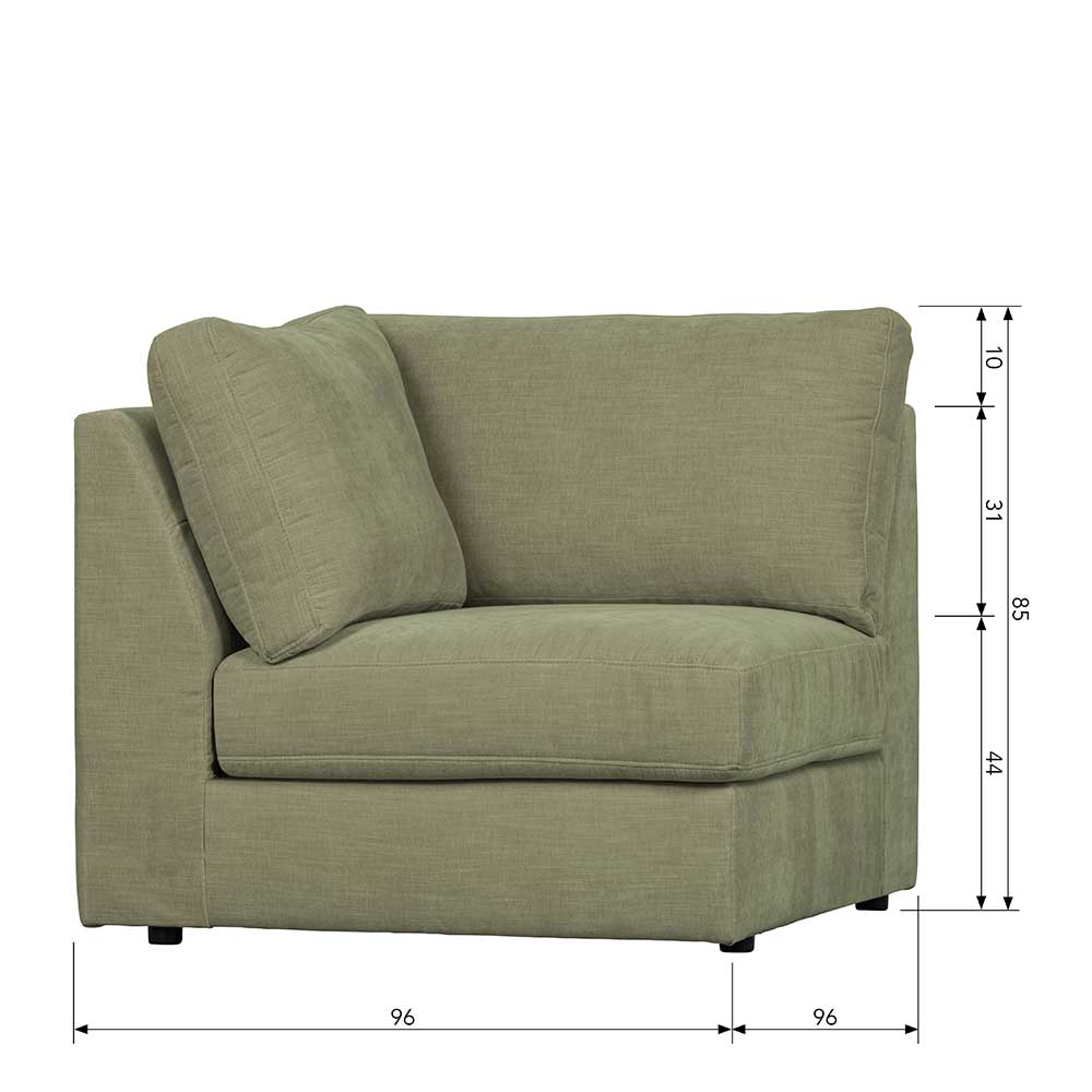 Eckelement Sofa Karyon in Graugrün Rücken echt bezogen