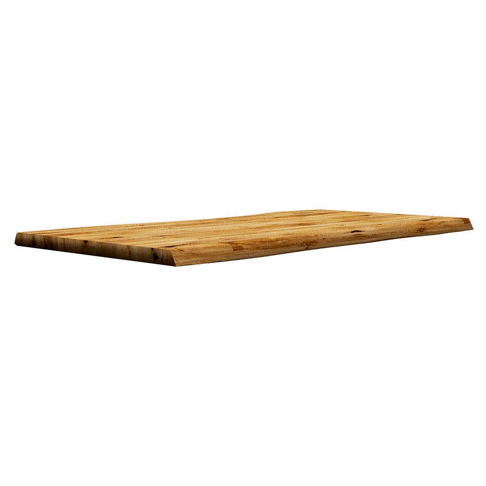 Holztisch Eiche Tidy mit natürlicher Baumkante und Säulengestell