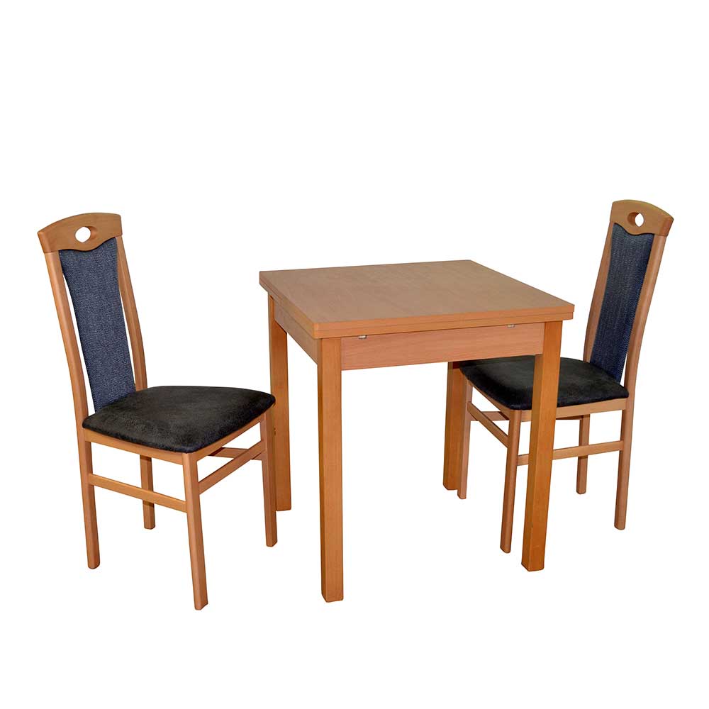 Esstisch mit Stühlen Sinona in Buchefarben und Anthrazit (dreiteilig)