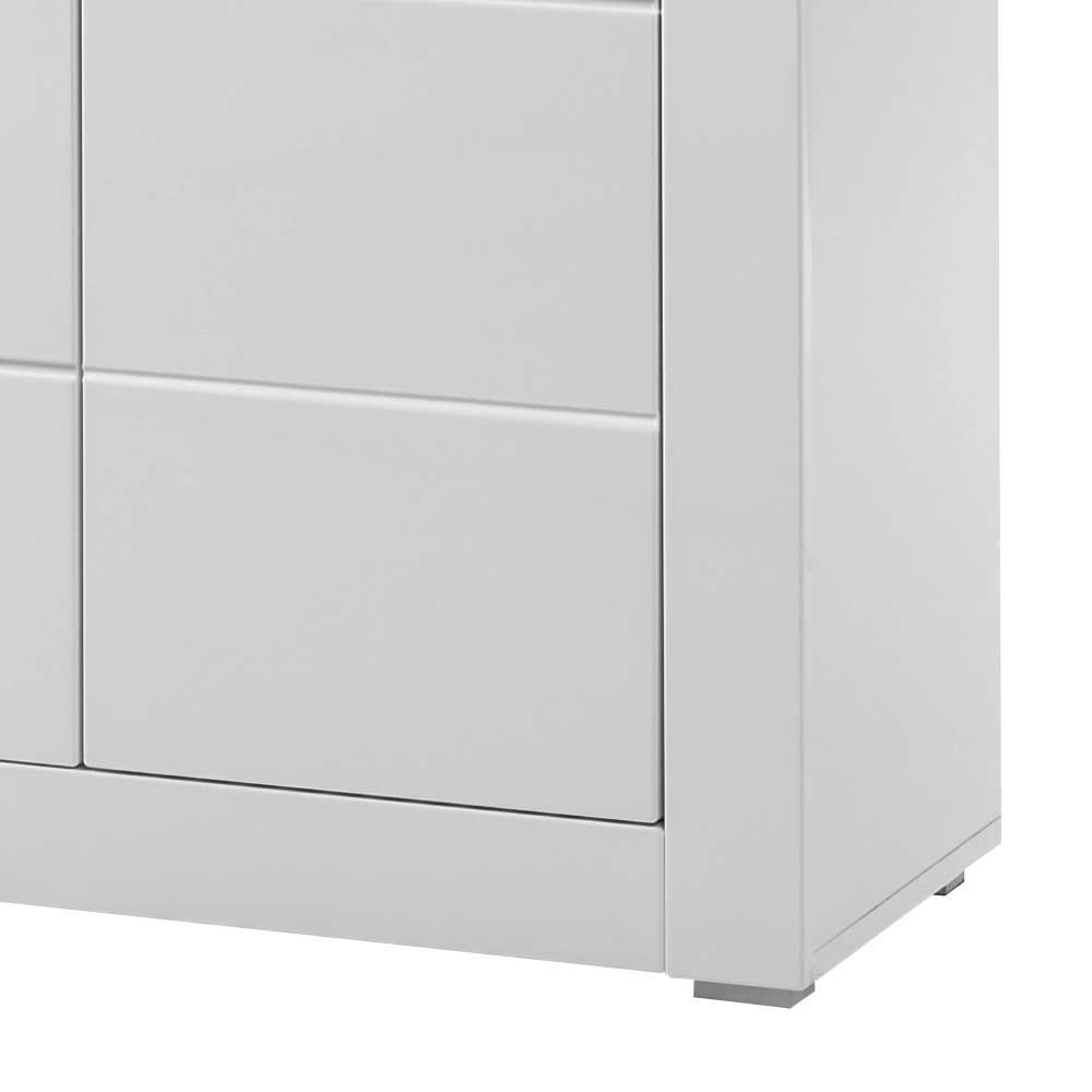Wohnzimmer Highboard Triango in Weiß Hochglanz mit Glastür