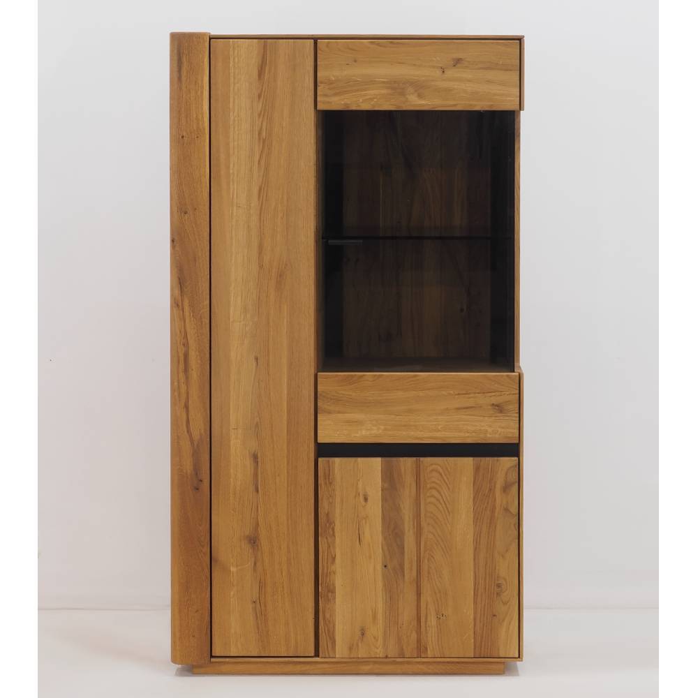 Stauraumvitrine Arouca aus Eiche Massivholz mit Glastür rechts