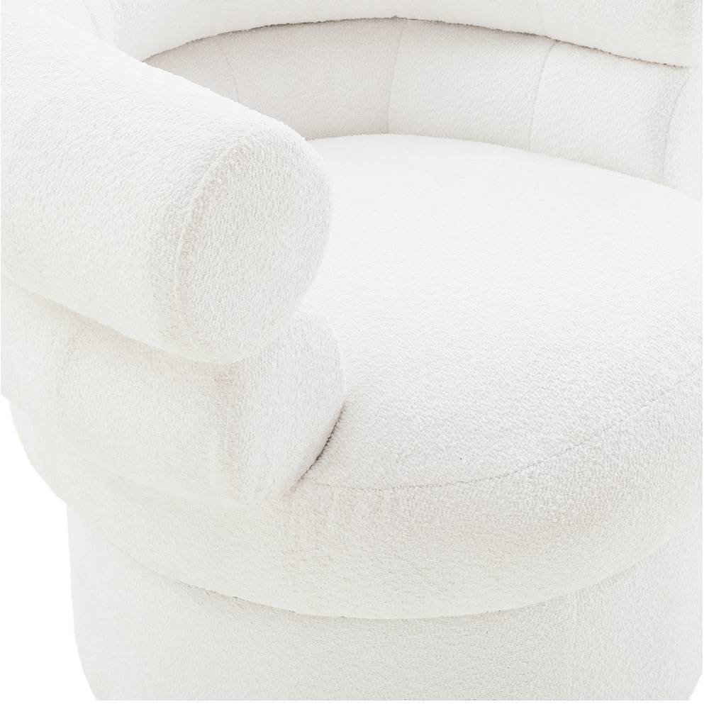 Skandi Design Sessel Flacona in Weiß aus Boucle Stoff