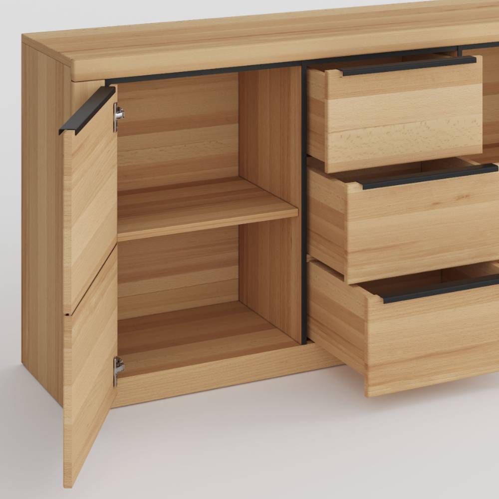 Sideboard Zella in Kernbuchefarben mit Drehtüren