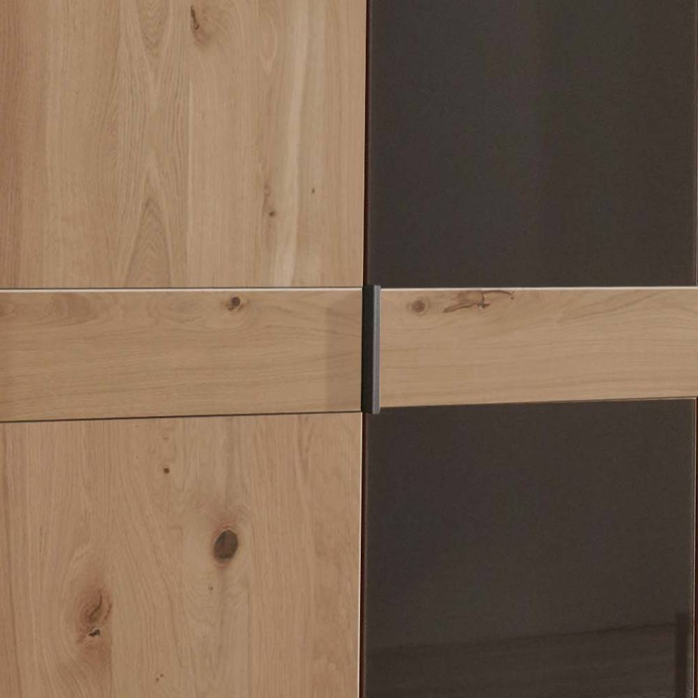 Großer Kleiderschrank Merkur in Eiche Bianco und Dunkelbraun