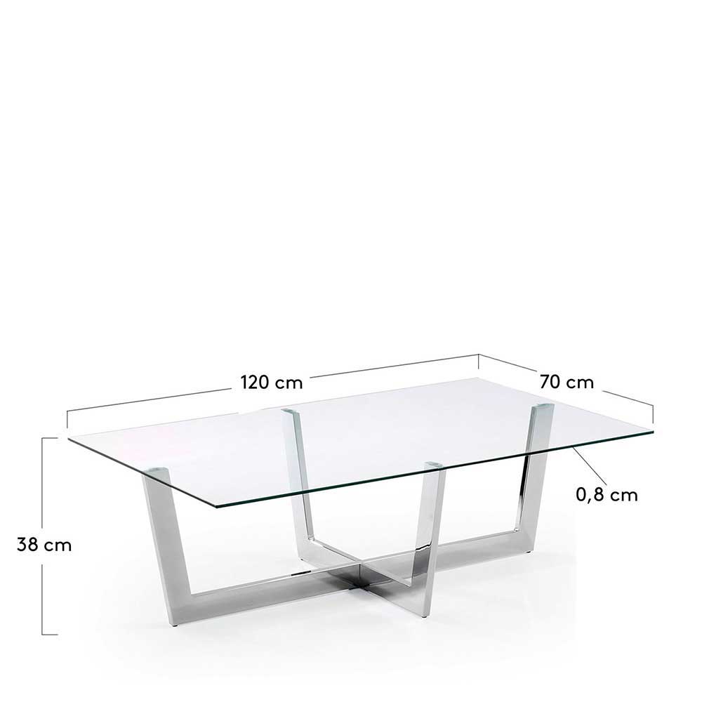 Couchtisch Brosia 120 cm breit aus Glas und Metall