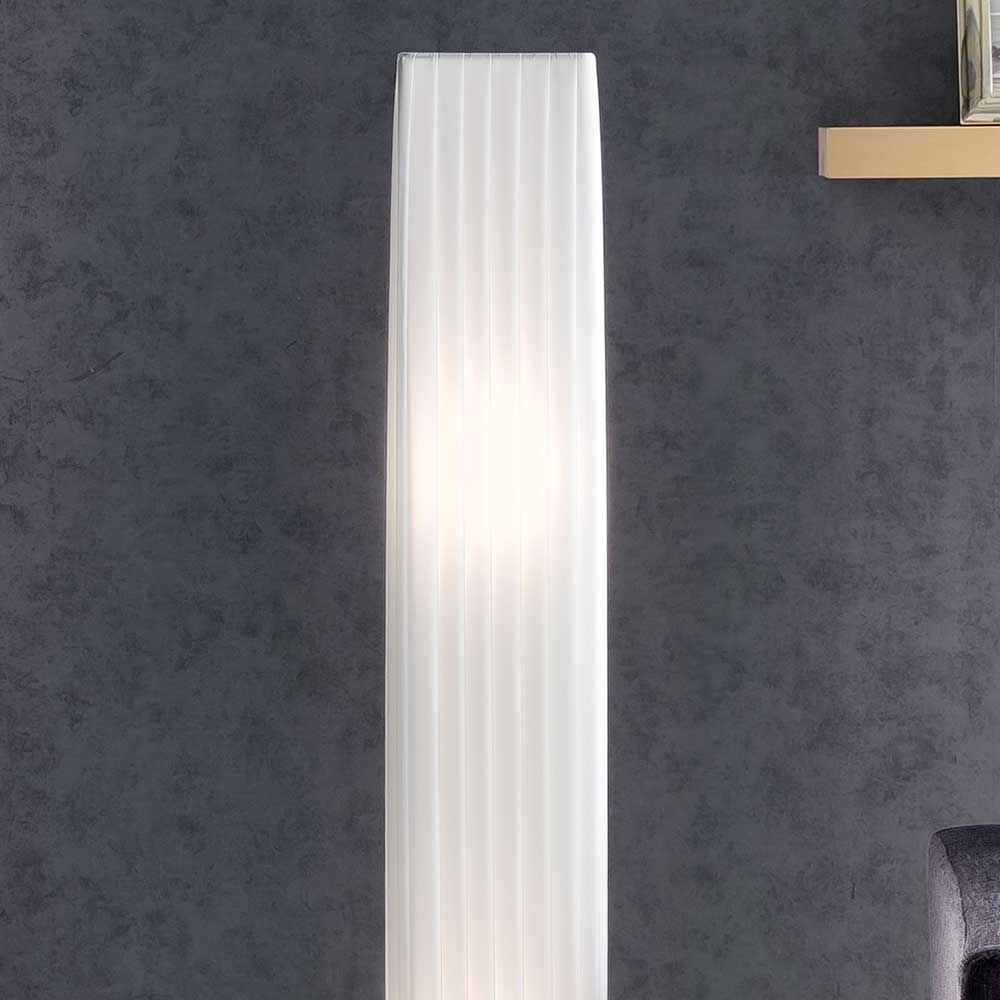 Stehlampe Zeus in Weiß und Chromfarben mit Latex Schirm