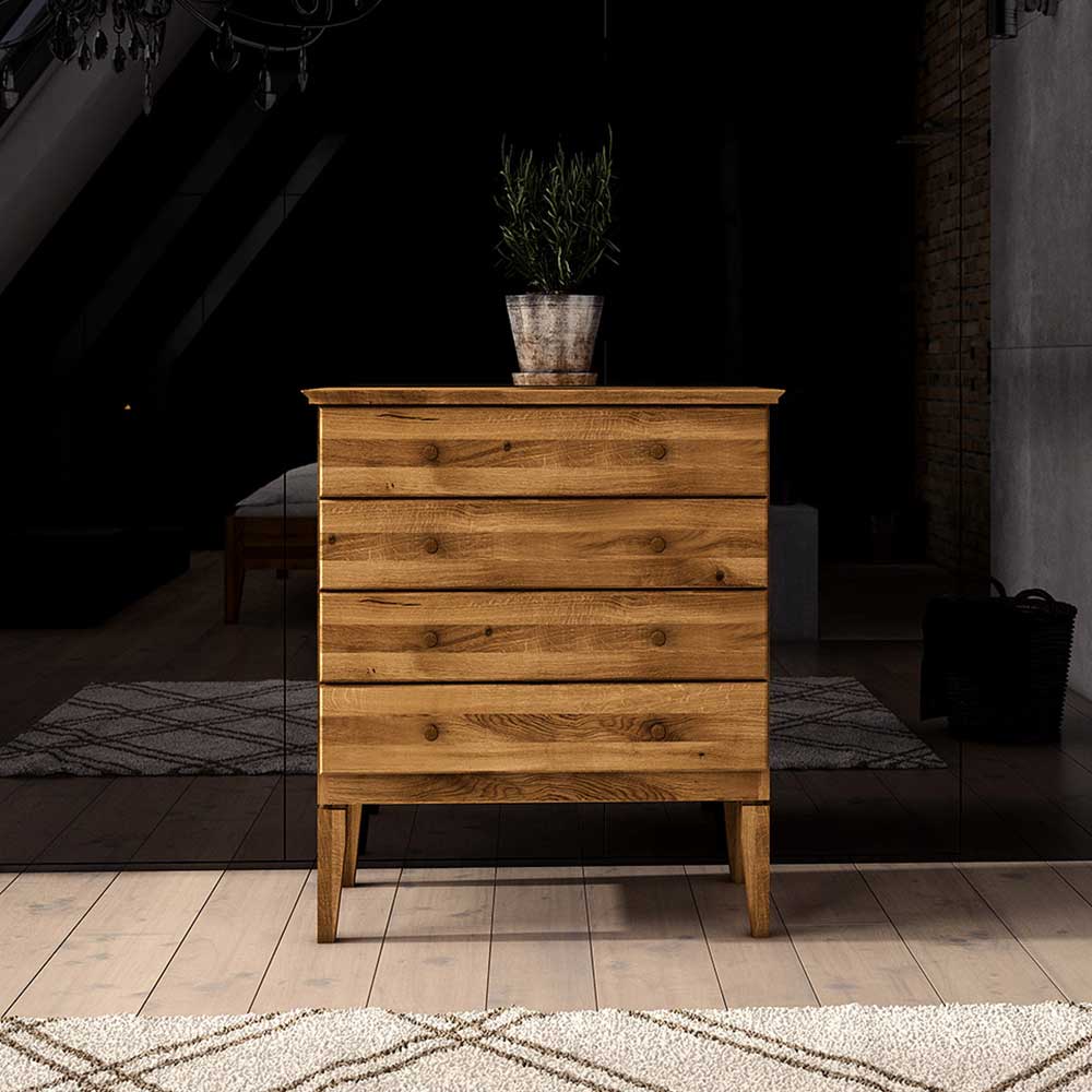 Schlafzimmer Kommode Tyvoria aus Wildeiche Massivholz 100 cm hoch