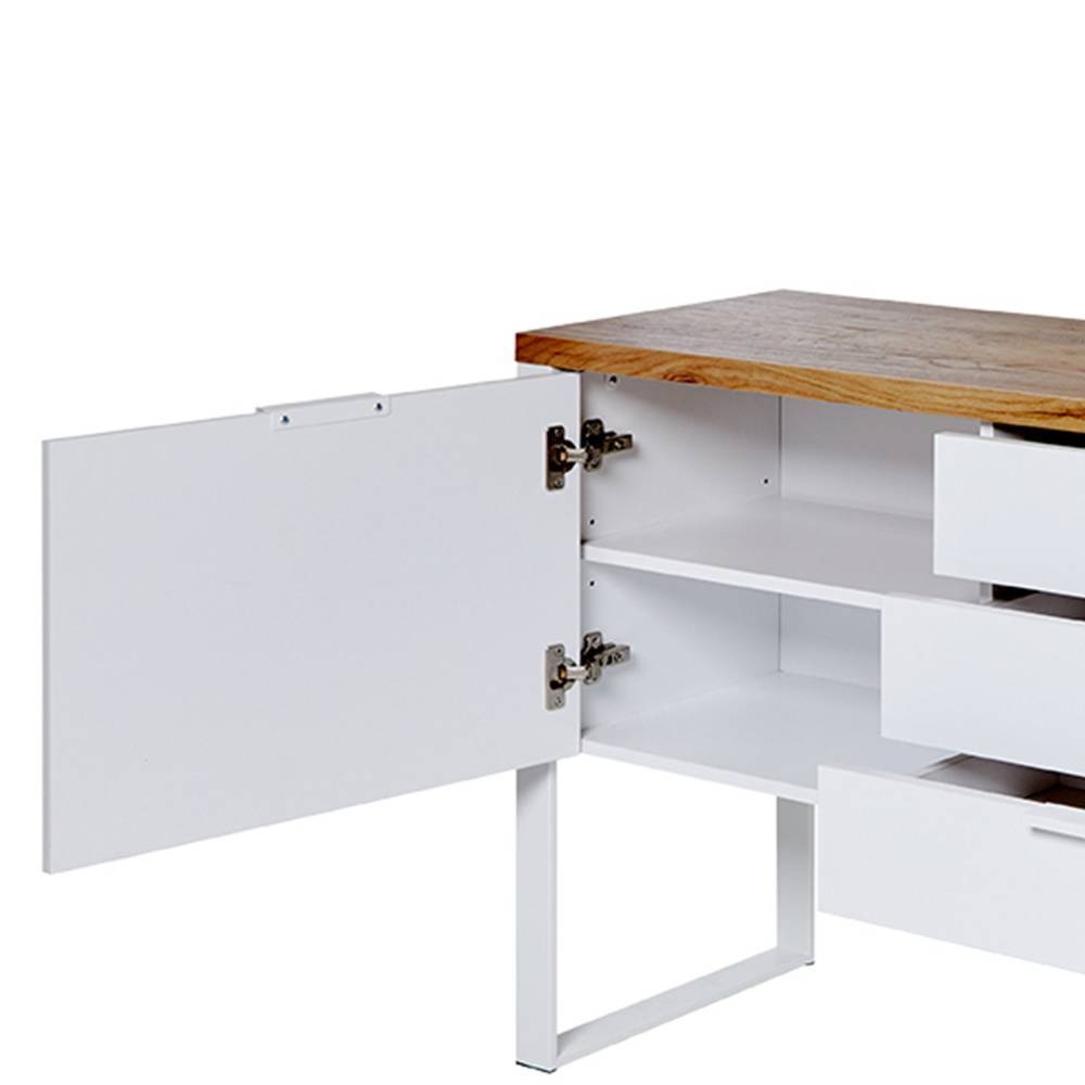 Sideboard Radanger in Weiß und Kerneichefarben