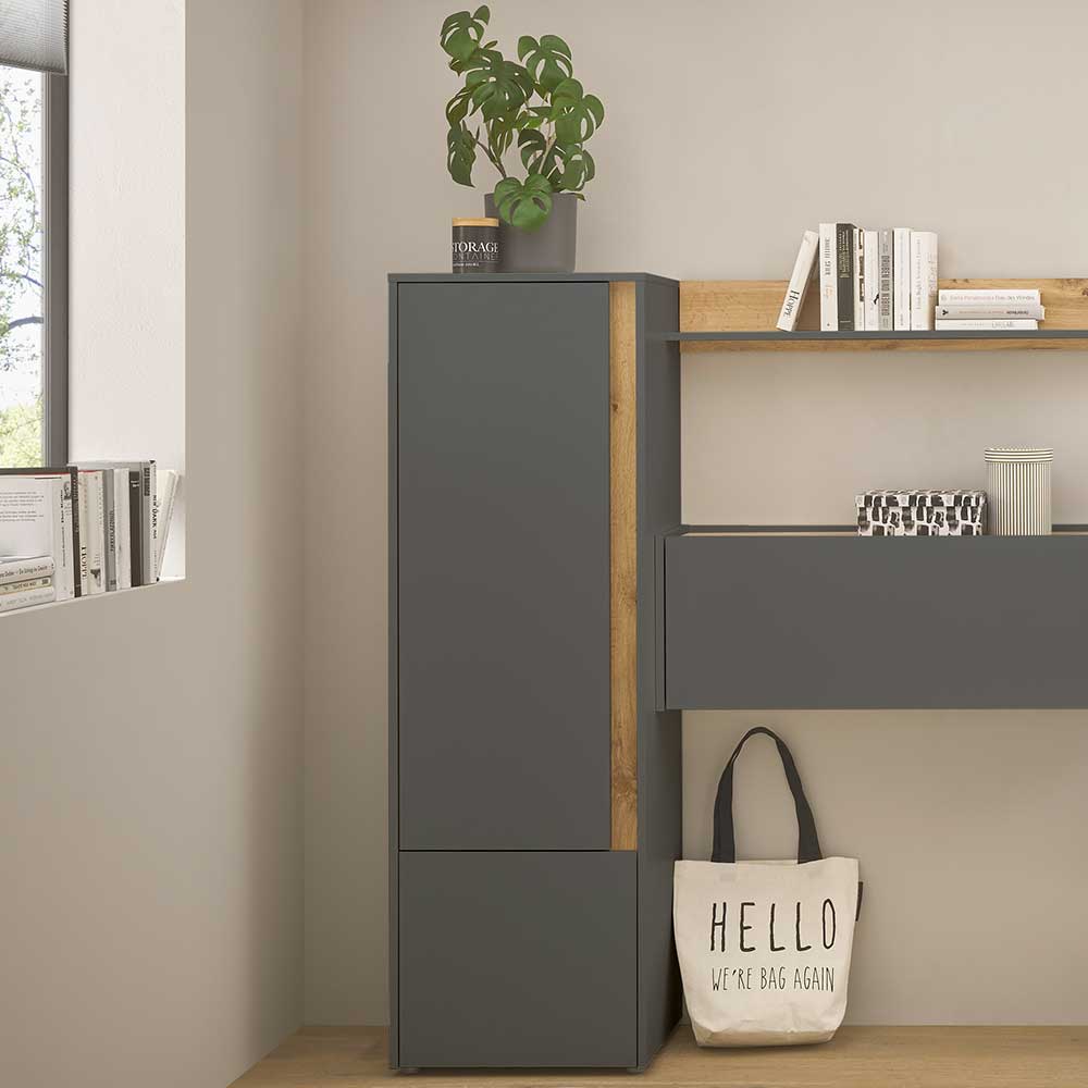 Home Office Aktenschrank Uzniana in Anthrazit und Wildeichefarben