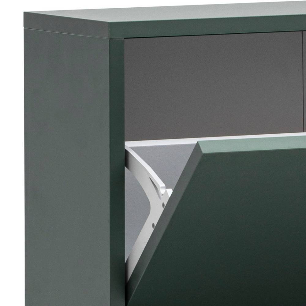 Schuhschrank Sky in Dunkelgrün mit zwei Schuhwalzen