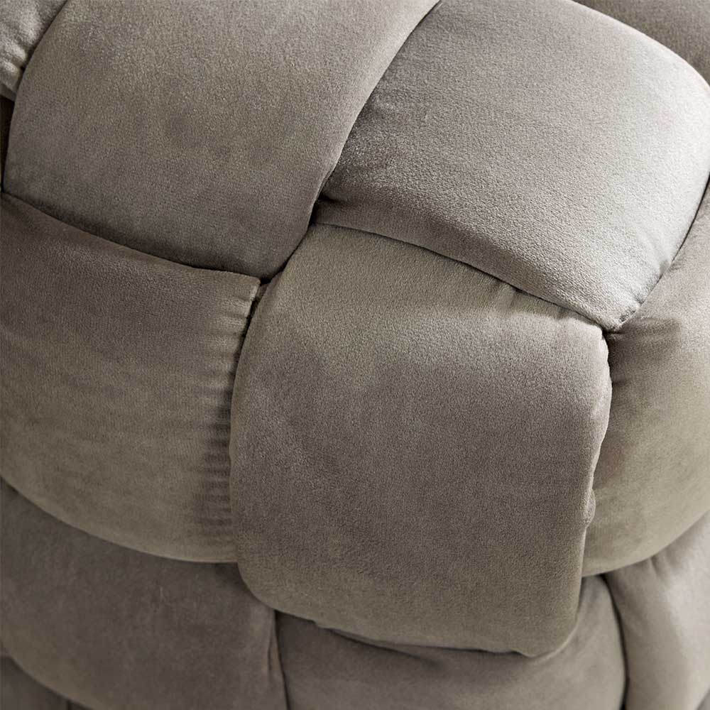 Hocker Ranbyra aus Samt in Flechtoptik