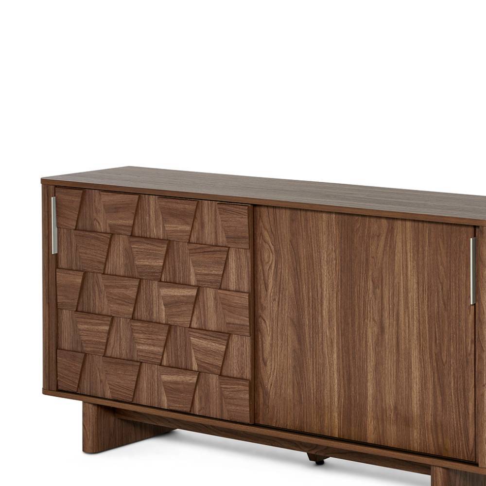 Sideboard Laverra in Walnussfarben mit Schiebetüren