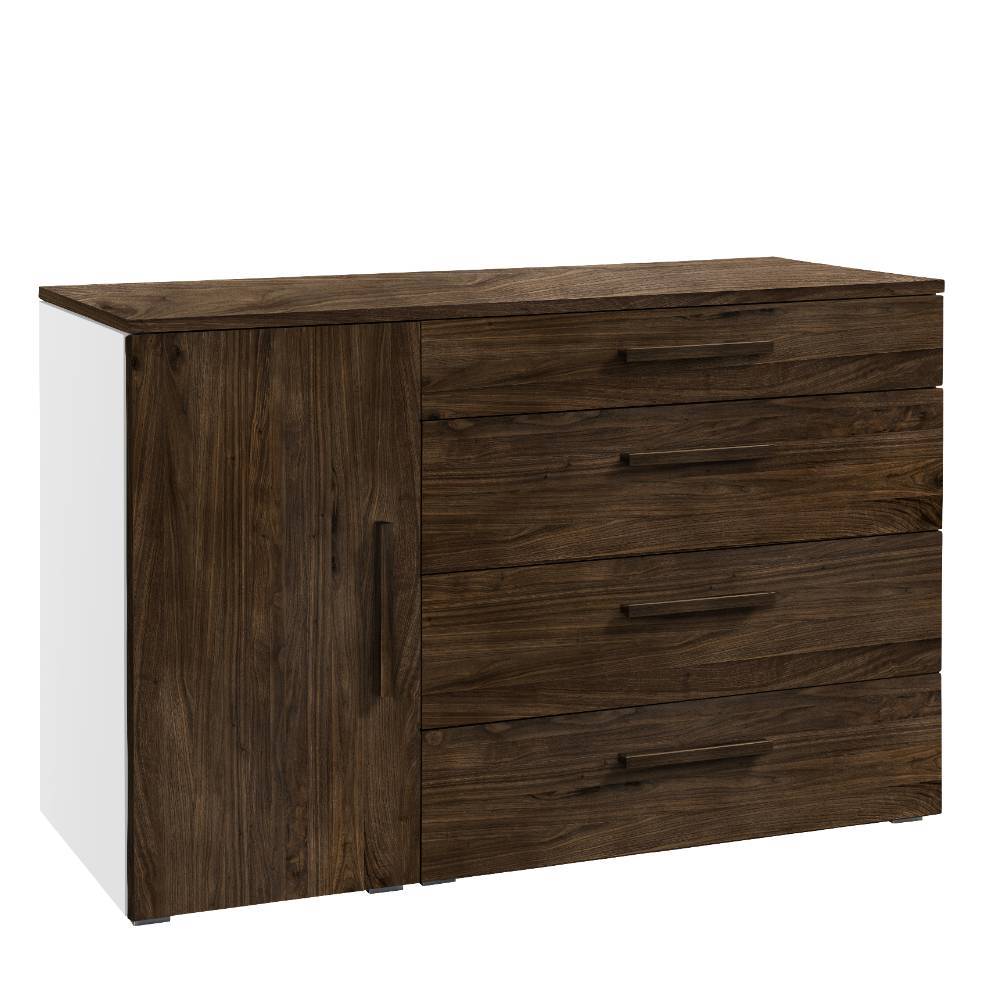 Schlafzimmer Sidebord Cersten in Nussbaumfarben und Weiß