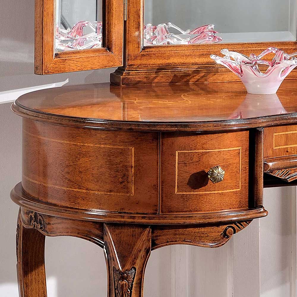 Schminktisch Casamarina im Barock Design in Nussbaumfarben