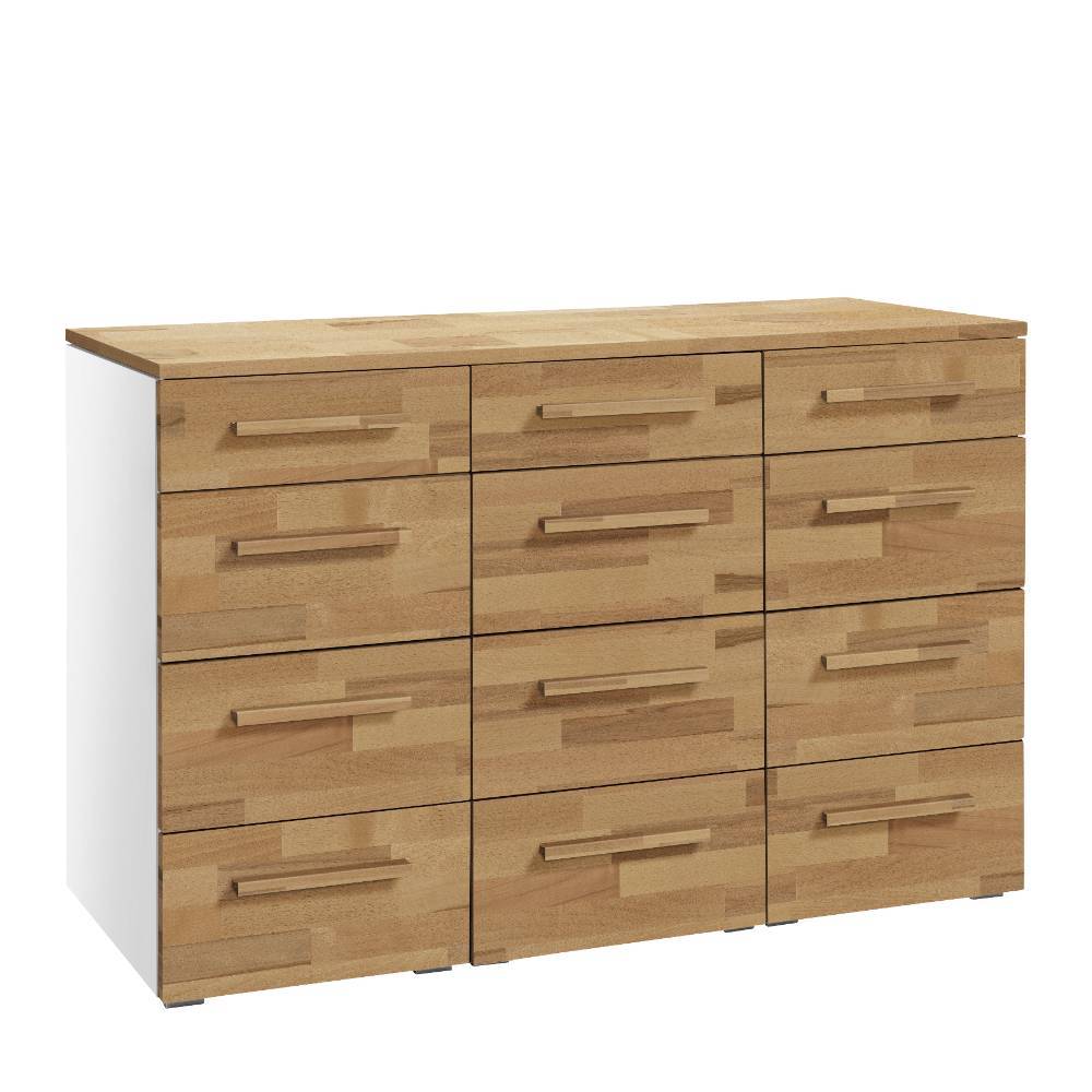 Schubladen Sideboard Grasilla in Kernbuchefarben und Weiß