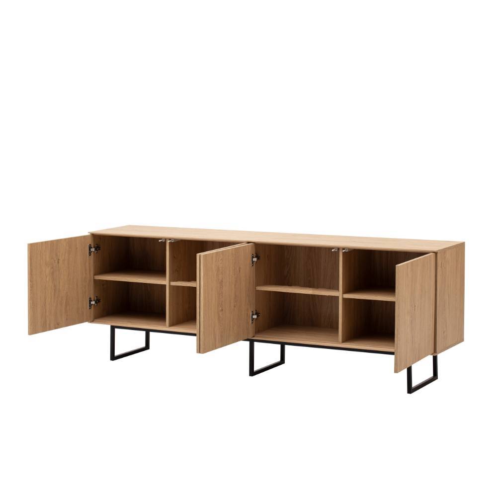 Design Wohnwand Carno in Eiche Stone 258 cm breit (zweiteilig)