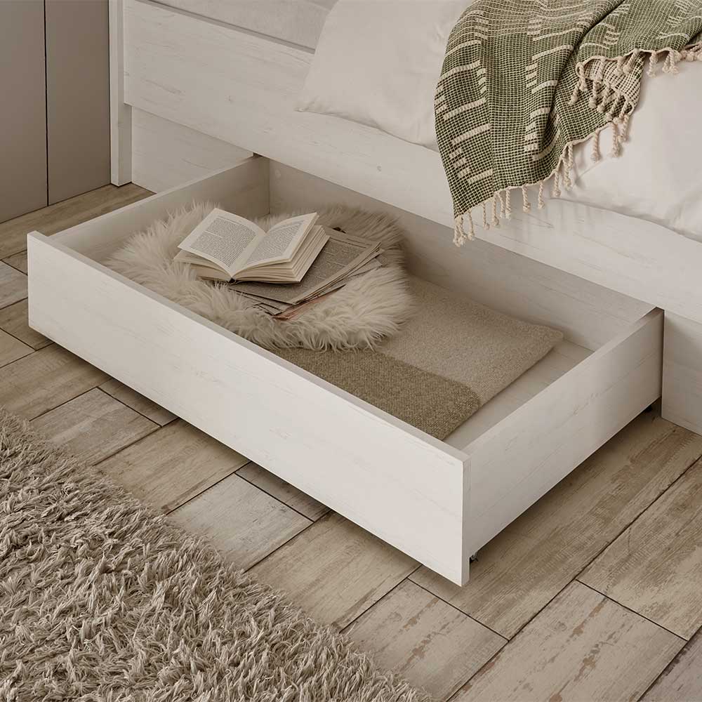 Landhausstil Bett Flurencina in Weiß und Kieferfarben