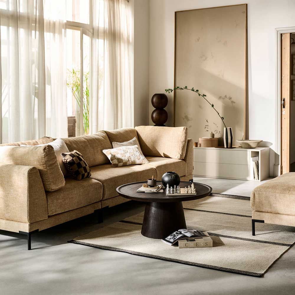 Modulsofa Dessina in Champagner aus Chenillegewebe