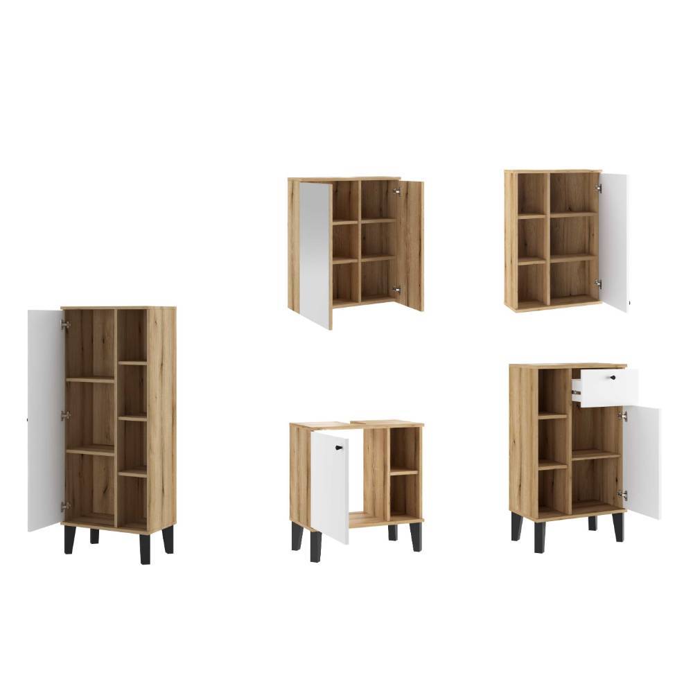 Badmöbel-Set Zyret 190 cm hoch melaminbeschichtet (fünfteilig)