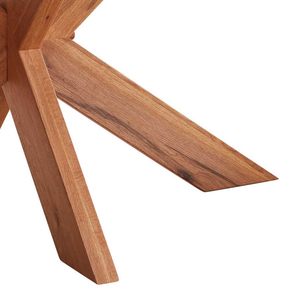Holzspider Tisch Gates aus Zerreiche Massivholz mit Schweizer Kante