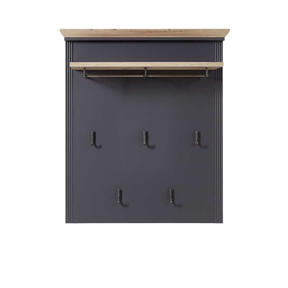 Flurgardarobe Valgura im Landhaus Design in Dunkelgrau und Eichefarben (fünfteilig)