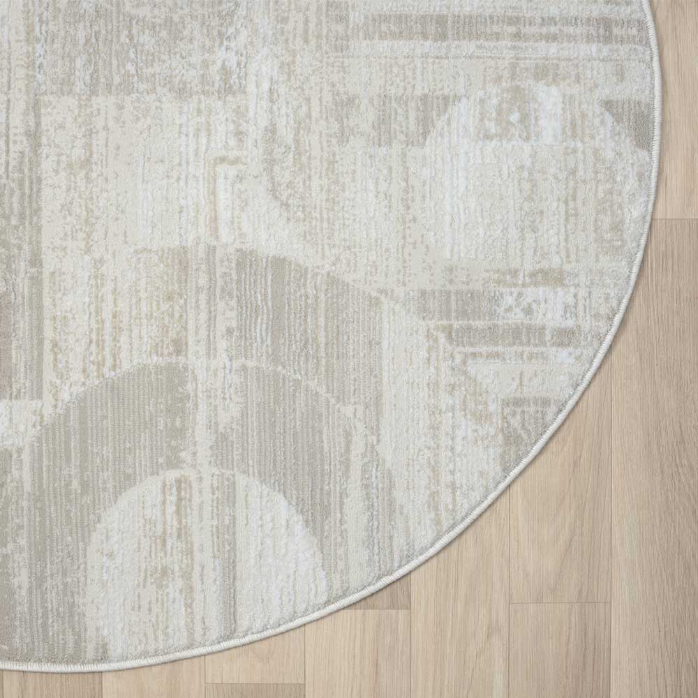 Runder Kurzflor Teppich Calcalero in Cremefarben und Beige