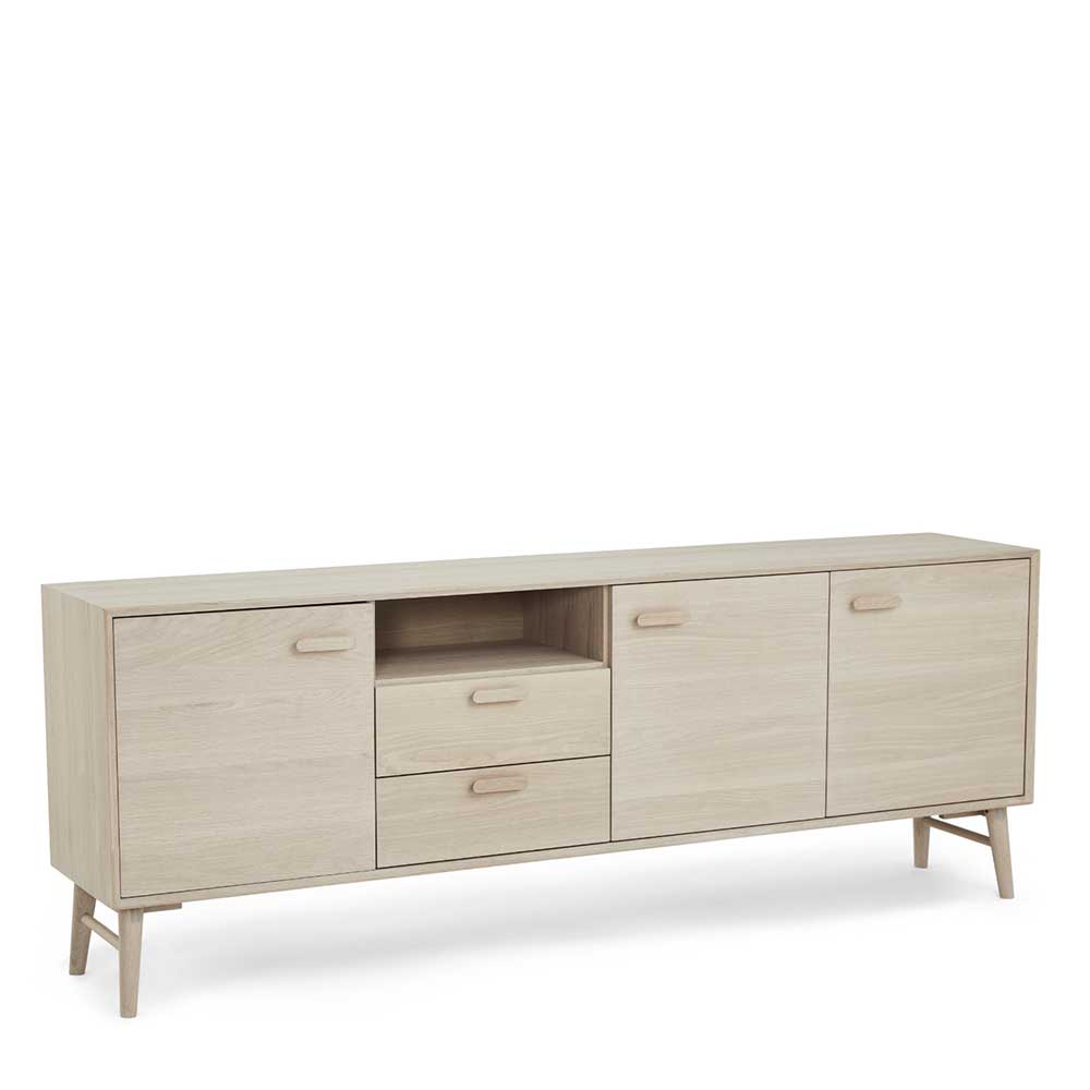 Sideboard Vilrada mit einem offenen Fach und Holzgriffen