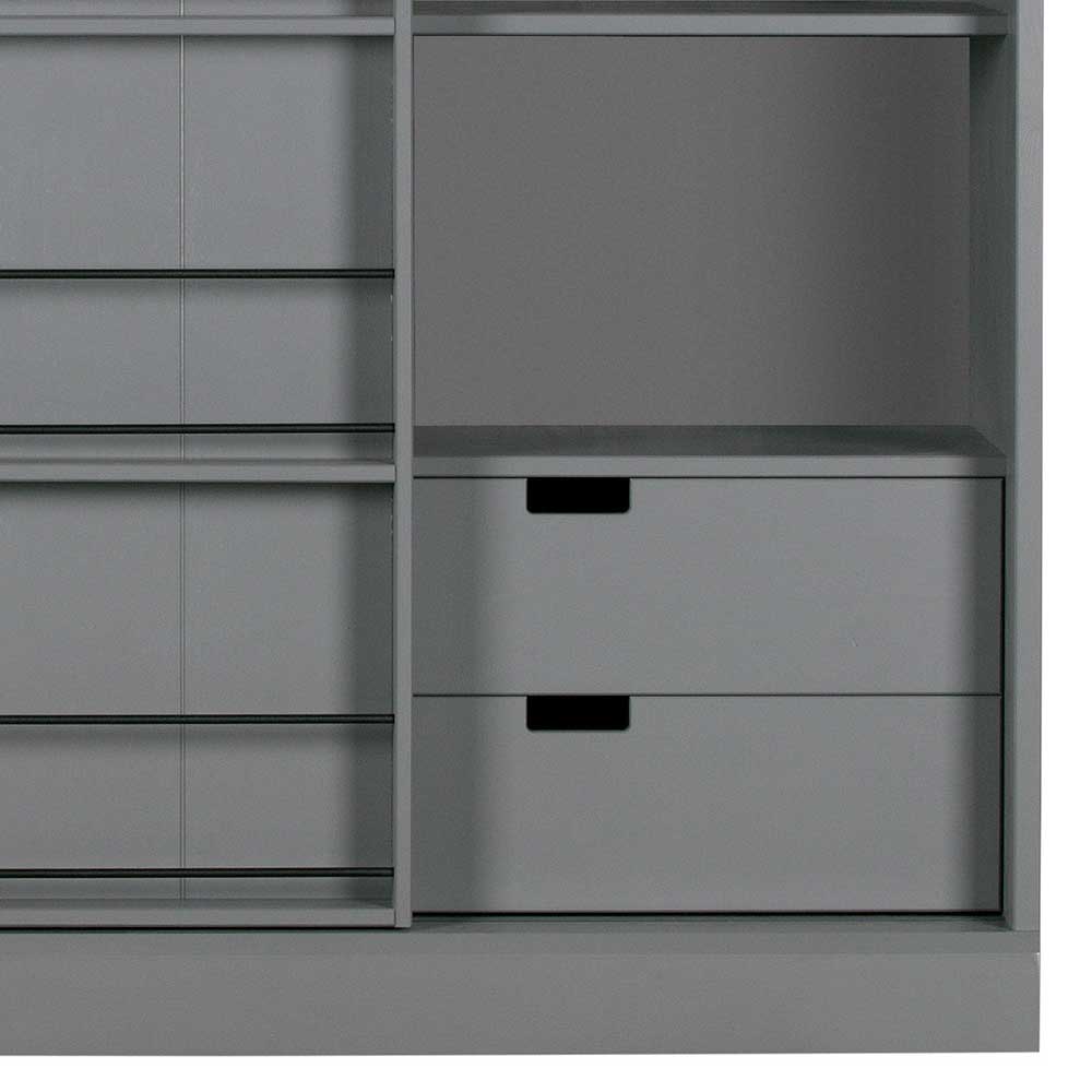Skandi Design Schiebetürenschrank Alican in Grau 150 cm breit