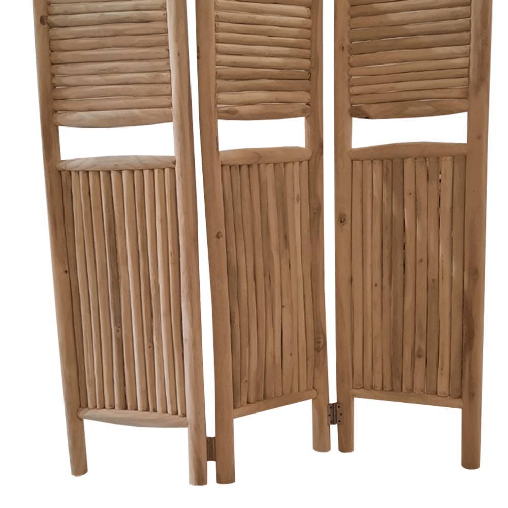 Outdoor Paravent Haikira aus Teak Massivholz mit drei Elementen