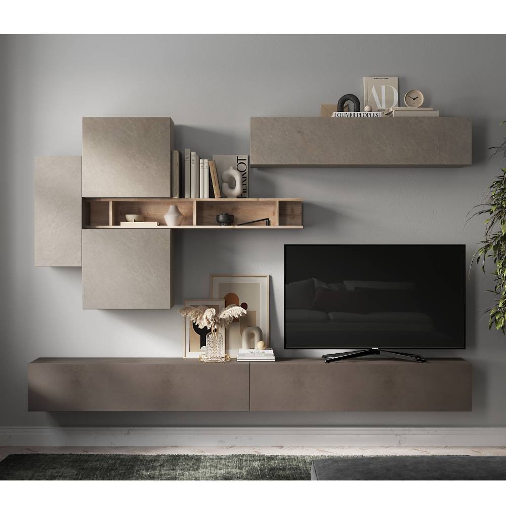 TV Wohnwand Yaderra 276 cm breit für die Wandmontage (siebenteilig)