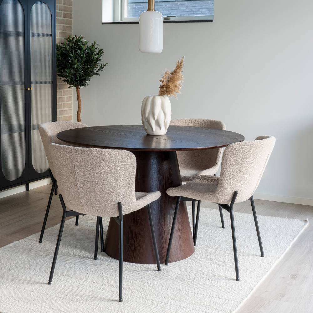 Essgruppe Rulissa in Beige und Dunkelbraun (fünfteilig)