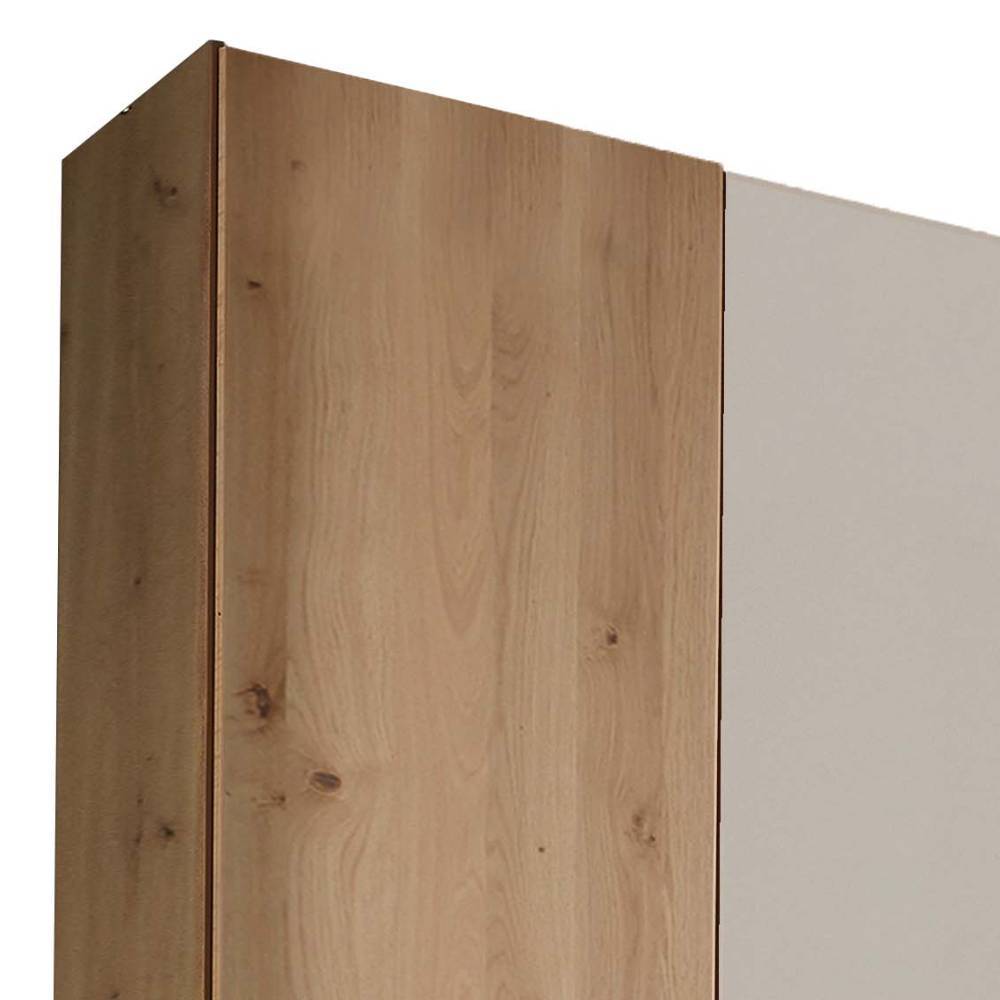 Kleiderschrank Viramiru in Eiche Bianco & Champagner mit Drehtüren