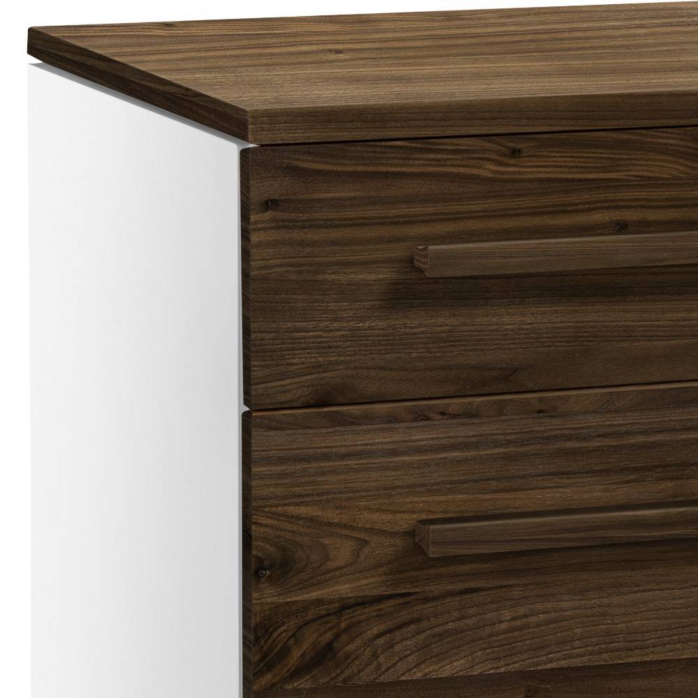 Sidebord Lavion in Nussbaumfarben & Weiß mit zwölf Schubladen