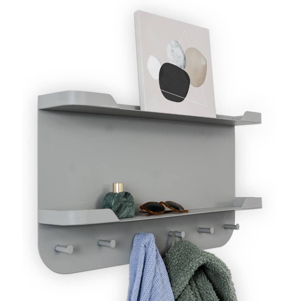 Wandgarderobe Vanabesa in Grau mit Ablage aus Metall