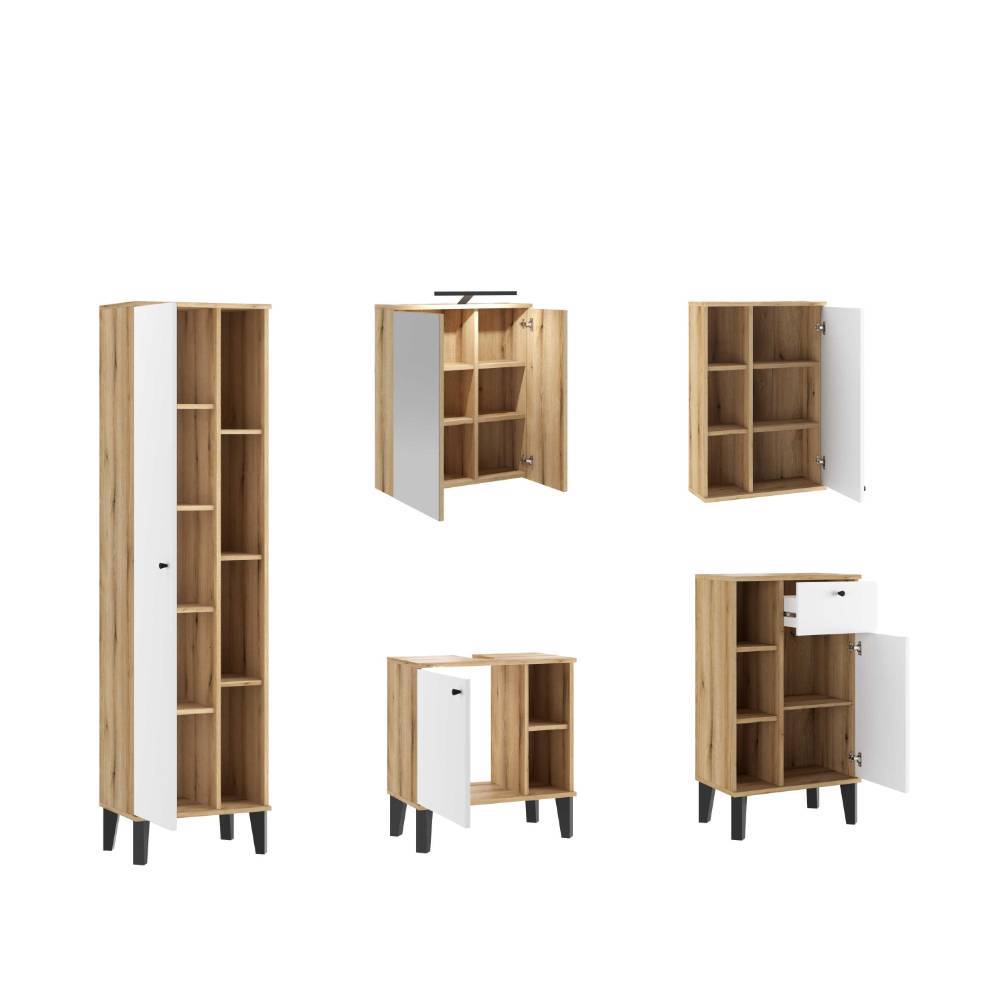 Badezimmer-Möbelset Zyret fünfteilig in modernem Design (fünfteilig)