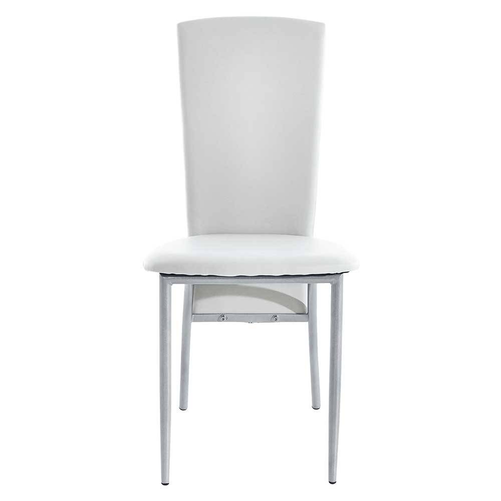 Esstisch Stühle Jandaria in Weiß mit Gestell aus Metall (4er Set)