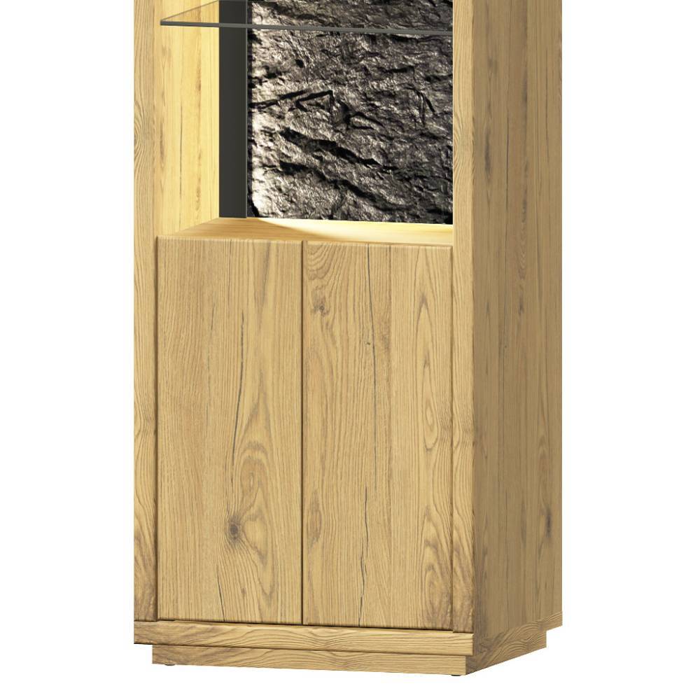 Wohnwand modern Ostoro in Wildeiche Bianco 206 cm hoch (dreiteilig)