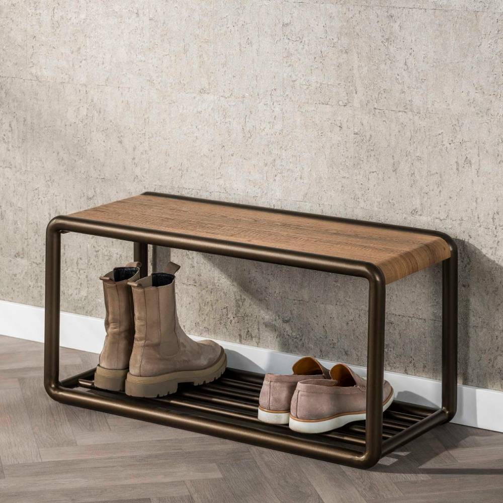 Schuhregal Krispa mit Bügelgestell aus Metall 40 cm hoch