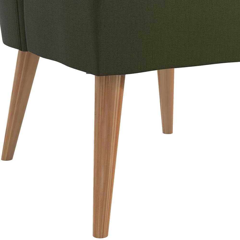 Retrostil Sessel Elenoires in Grün mit Vierfußgestell aus Holz