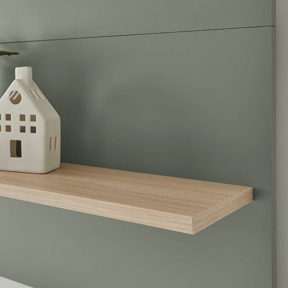 Wohnzimmerschrankwand Ulfava in Graugrün 320 cm breit (dreiteilig)